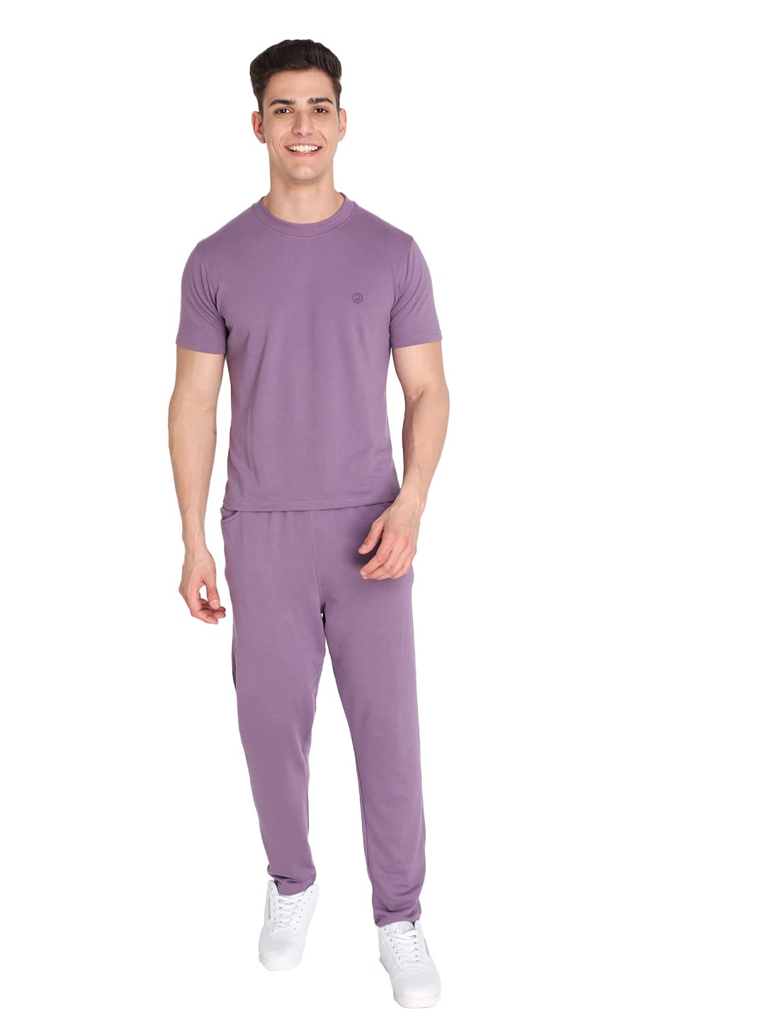 CHKOKKO Men Solid Casual Summer Wear Coords Stylish Gents Cord Set Half Sleeves Latest Track Suit Round Neck Western Co-ord Track Pant and T-Shirt Set