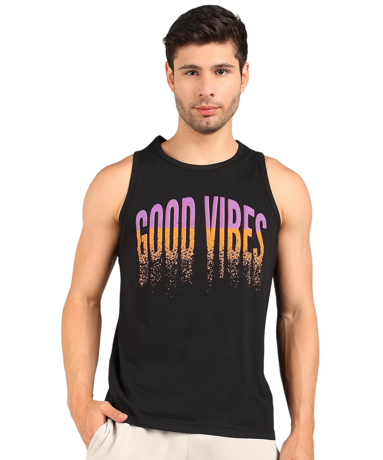 Alan Jones Clothing Printed Sleeveless T-Shirt for Men | Regular Fit | Casual, Beach & Lounge Wear | Tank Top for Summer Alan Jones Clothing Printed Sleeveless T-Shirt for Men | Regular Fit | Casual, Beach & Lounge Wear | Tank Top for Summer