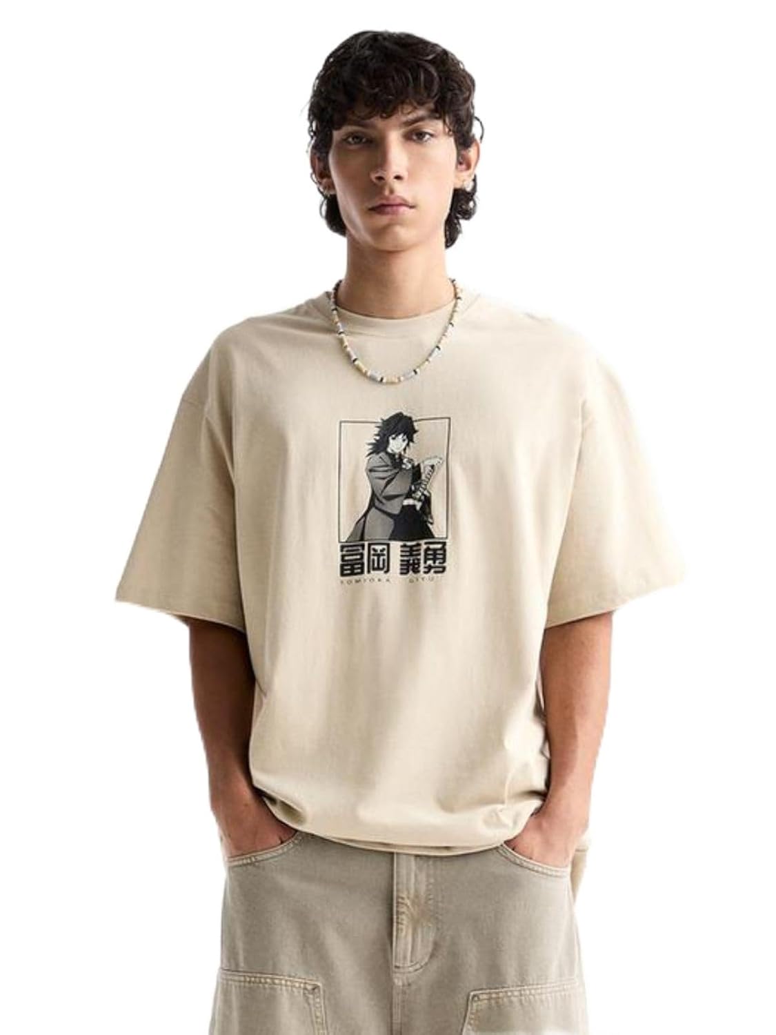 GRECIILOOKS Half Sleeve Oversized Printed T-Shirt for Men, Round Neck Longline Drop Shoulder | Colorful Printed Men t-Shirt
