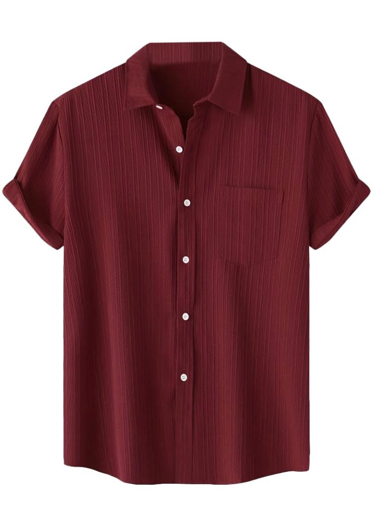 TAGDO Men’s Solid Shirt with Chest Pocket Short Sleeve Shirt for Summer Outdoor Activities (5182)