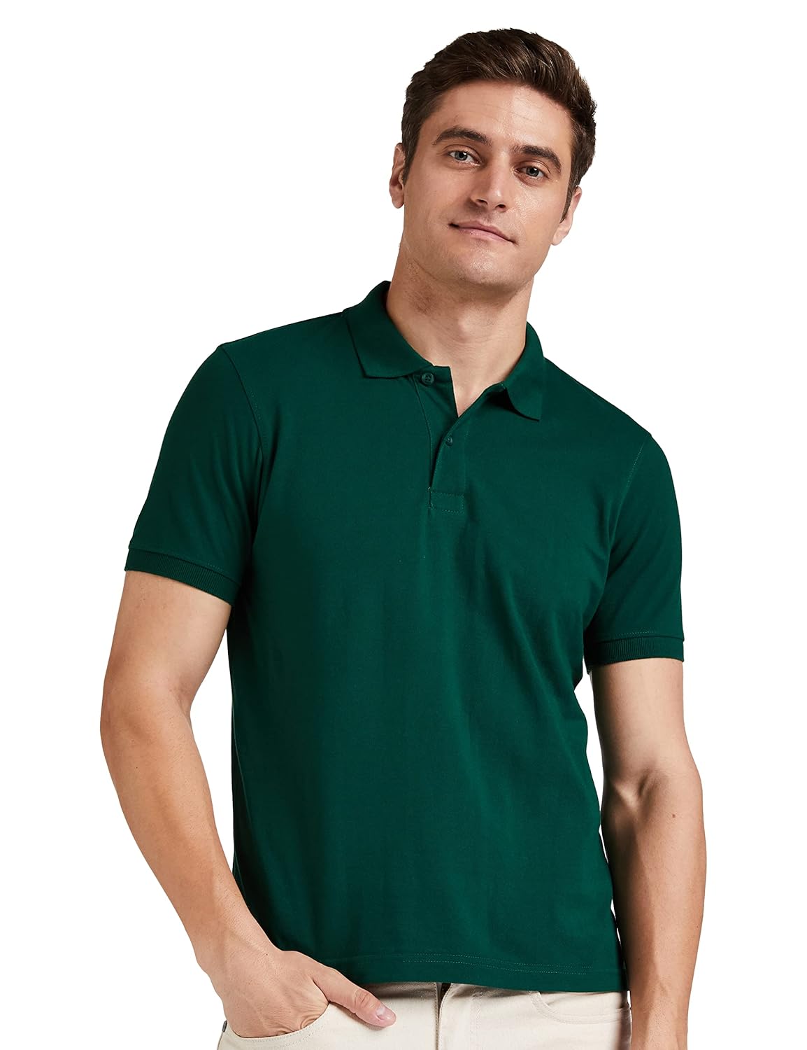 Amazon Brand – Symbol Men’s Solid Cotton Rich Polo T Shirt | Collar Tshirts | Half Sleeves | Plain-Regular Fit (Available in Plus Size and Combo Pack of 2)