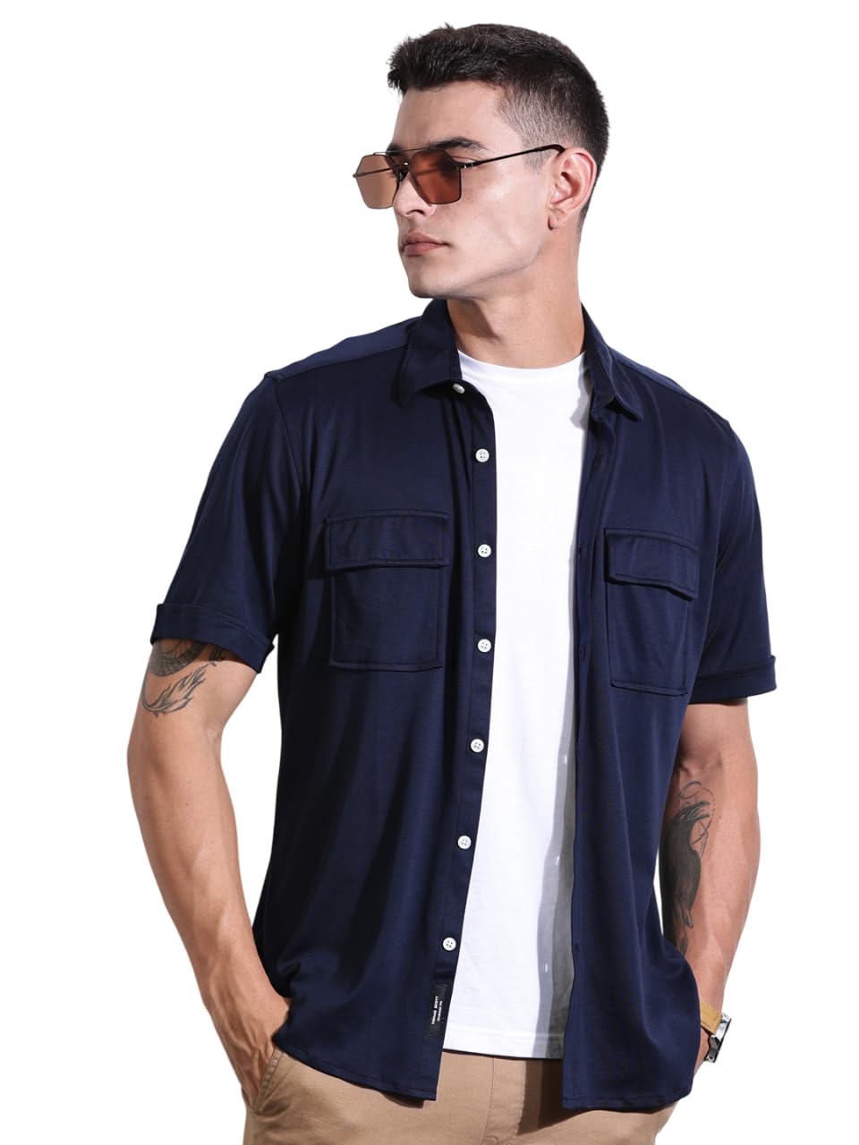 Thomas Scott Men’s | Solid | Half Sleeve | Slim Fit | Cotton Blend | Double Flap Pocket | Spread Collar | Casual Shirt Thomas Scott Men’s | Solid | Half Sleeve | Slim Fit | Cotton Blend | Double Flap Pocket | Spread Collar | Casual Shirt