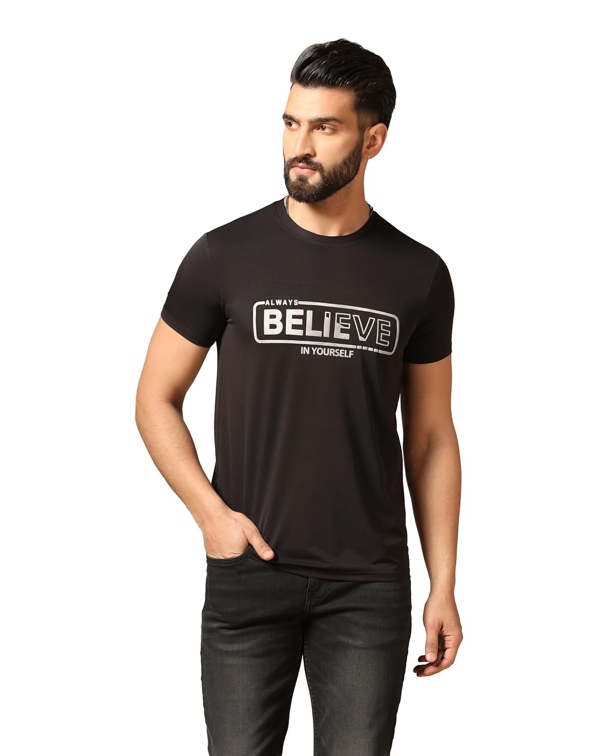 TAGDO Men’s Casual Text Printed Heavy Lycra T-Shirt TAGDO Men’s Casual Text Printed Heavy Lycra T-Shirt