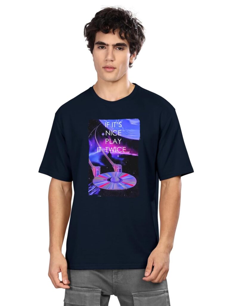 BULLMER Trendy Printed Crew Neck Oversized Concert/Coldplay Tshirt for Men