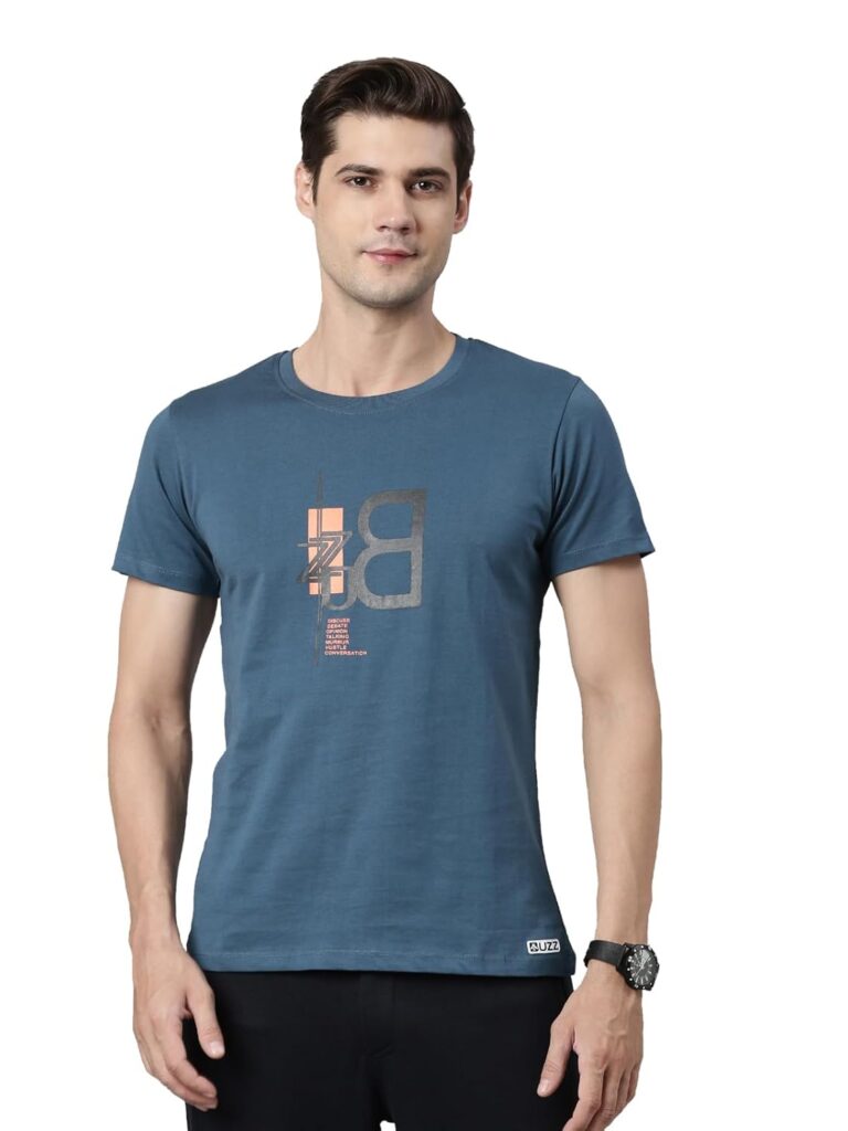 Buzz Standard Men Round Neck, 100% Pure Super Soft Rich Cotton, Regular Fit, Half Sleeve, Casual Printed T-Shirt (BZPR05_SEA Port S) Buzz Standard Men Round Neck, 100% Pure Super Soft Rich Cotton, Regular Fit, Half Sleeve, Casual Printed T-Shirt (BZPR05_SEA Port S)