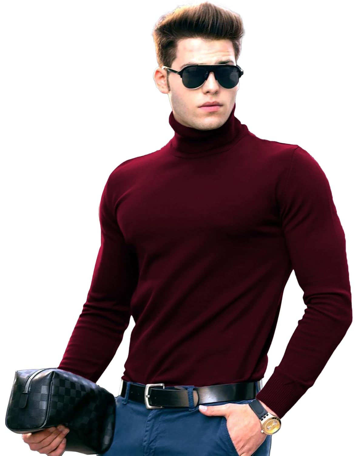 AUSK Mens High Neck Tshirts || Regular Fit T-Shirt for Men || Full Sleeve Regular Fit T Shirt for Mens