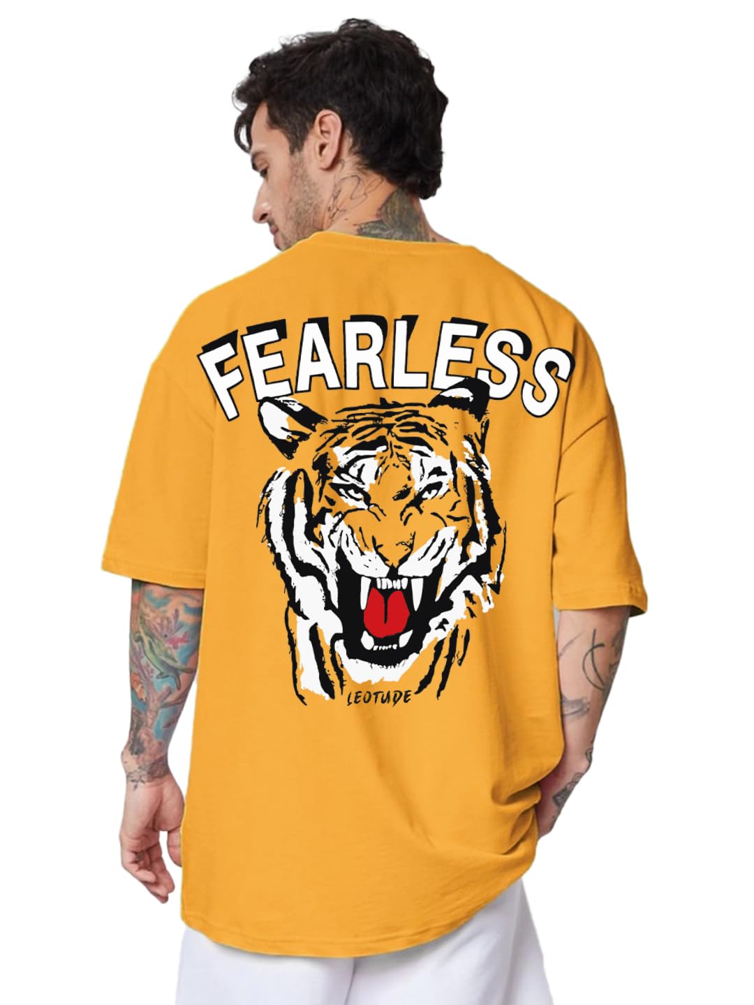 LEOTUDE Men’s Cottonblend Oversized Round Neck T-Shirt | T Shirt for Man