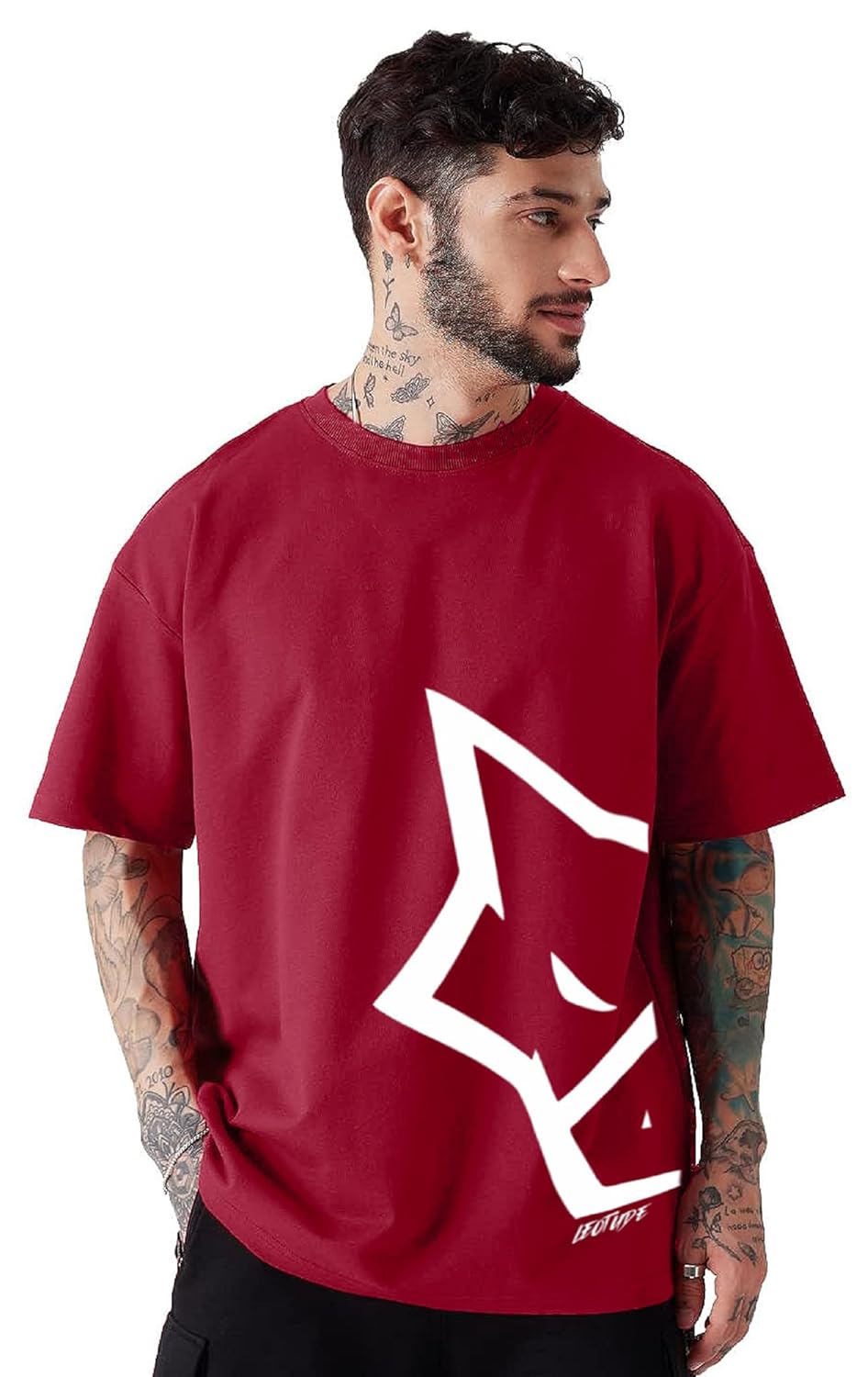 LEOTUDE Men’s Cotton Oversized Fit T-Shirt