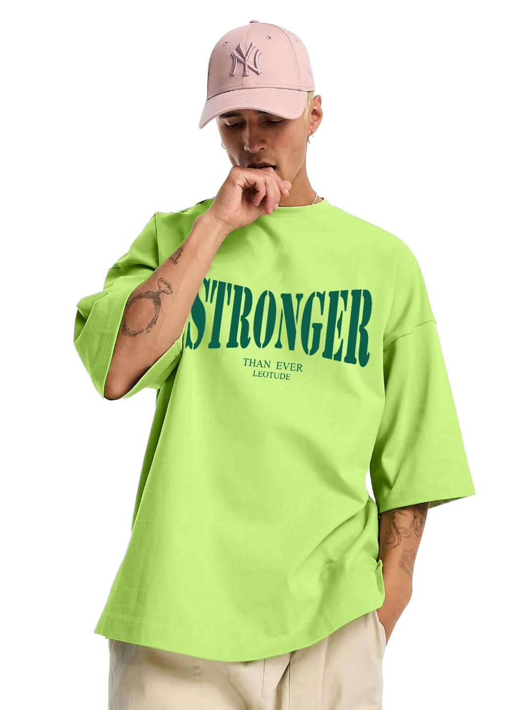 LEOTUDE Men’s Cotton Oversized Fit T-Shirt