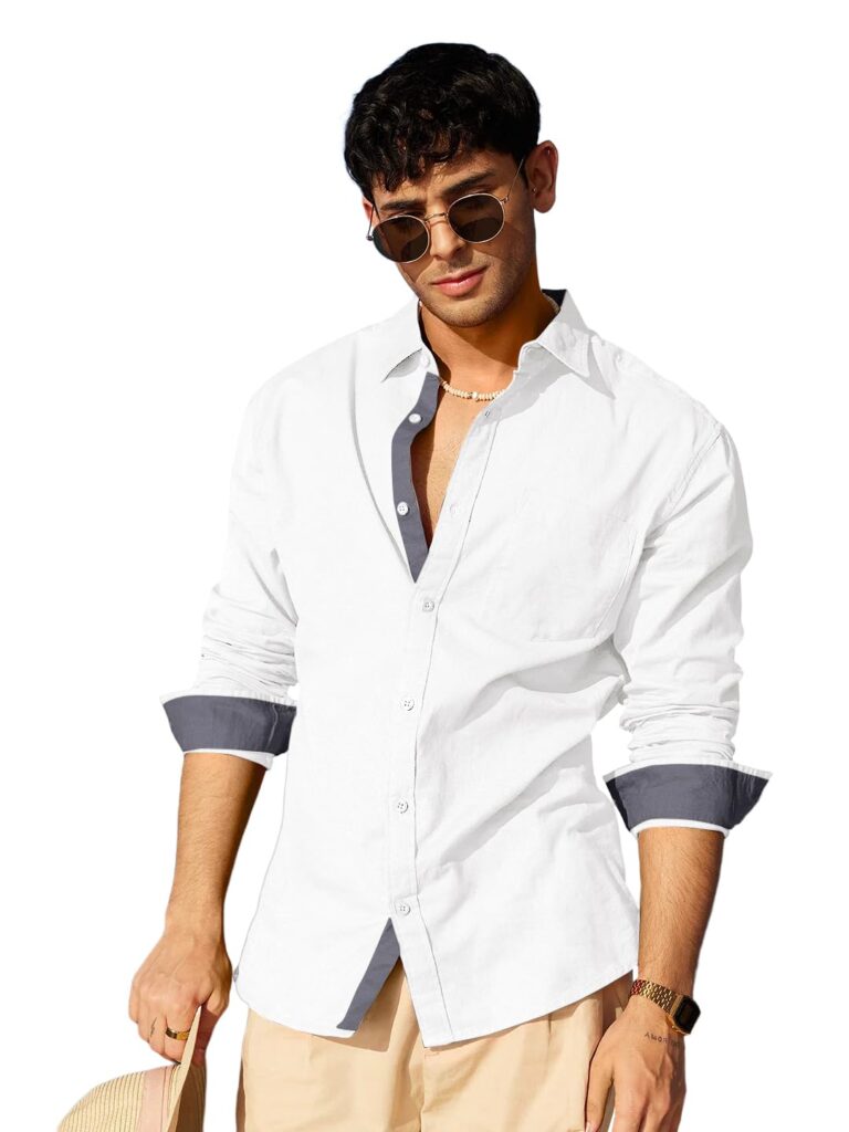 Pinkmint Casual Shirt for Men Stylish Men’s Shirt Soild Regular Fit Long Sleeve Formal Wear Purple