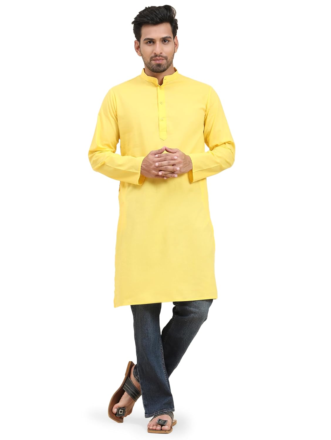 SKAVIJ Mens Cotton Casual Wear Everyday Use Modern Kurta