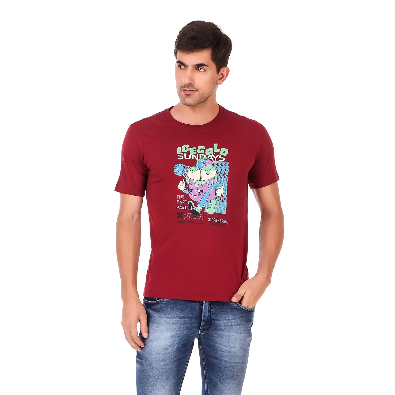 Stories.Label Cotton Printed T-Shirts for Men in Regular Fit and Round Neck