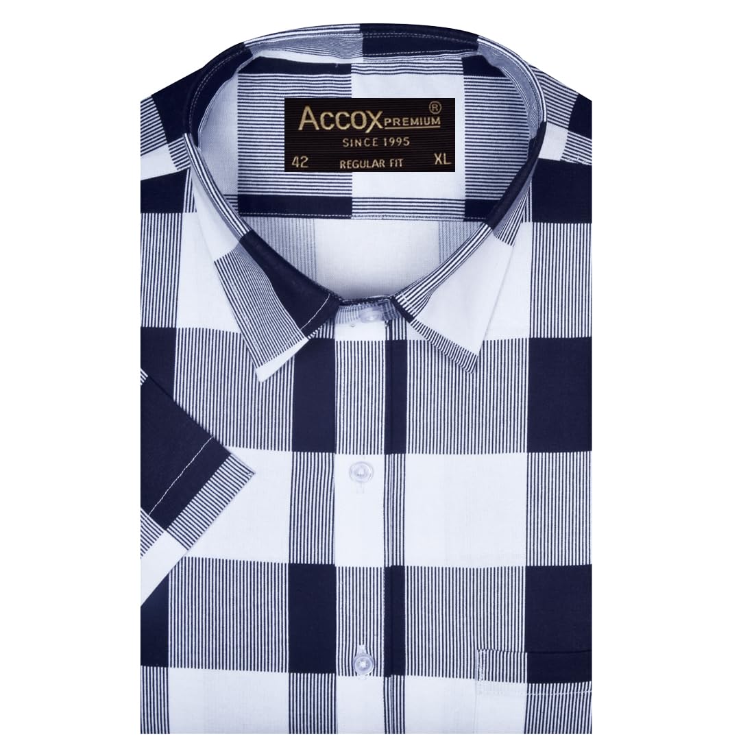 ACCOX Men’s Breathable Cotton Half Sleeves Checkered Regular Fit Shirt (O_GCR437) ACCOX Men’s Breathable Cotton Half Sleeves Checkered Regular Fit Shirt (O_GCR437)