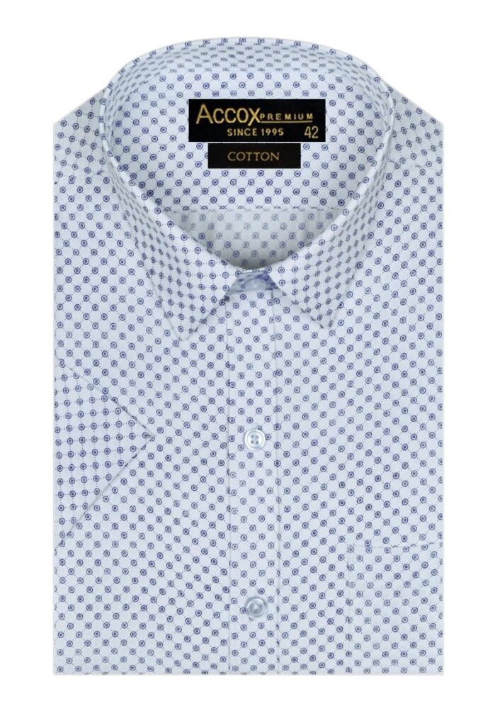 ACCOX Men’s Breathable Cotton Half Sleeves Regular Fit Checkered Dot Printed Formal Shirt for Men (GCR242)