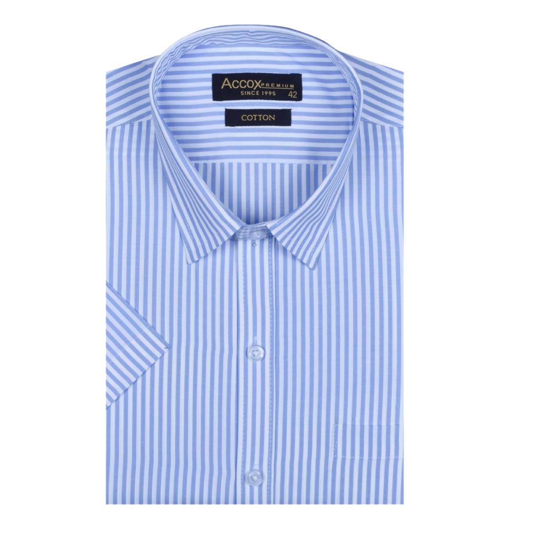 ACCOX Men’s Striped Half Sleeves Regular Fit Multicolour Cotton Formal Shirts-GO427