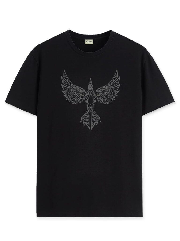 ADRO Mens Bird Design Tshirt for Bird Lovers -Premium Cotton T Shirt with Vibrant Bird Design -Comfortable and Stylish Fit T-Shirt -Black Color Tshirt