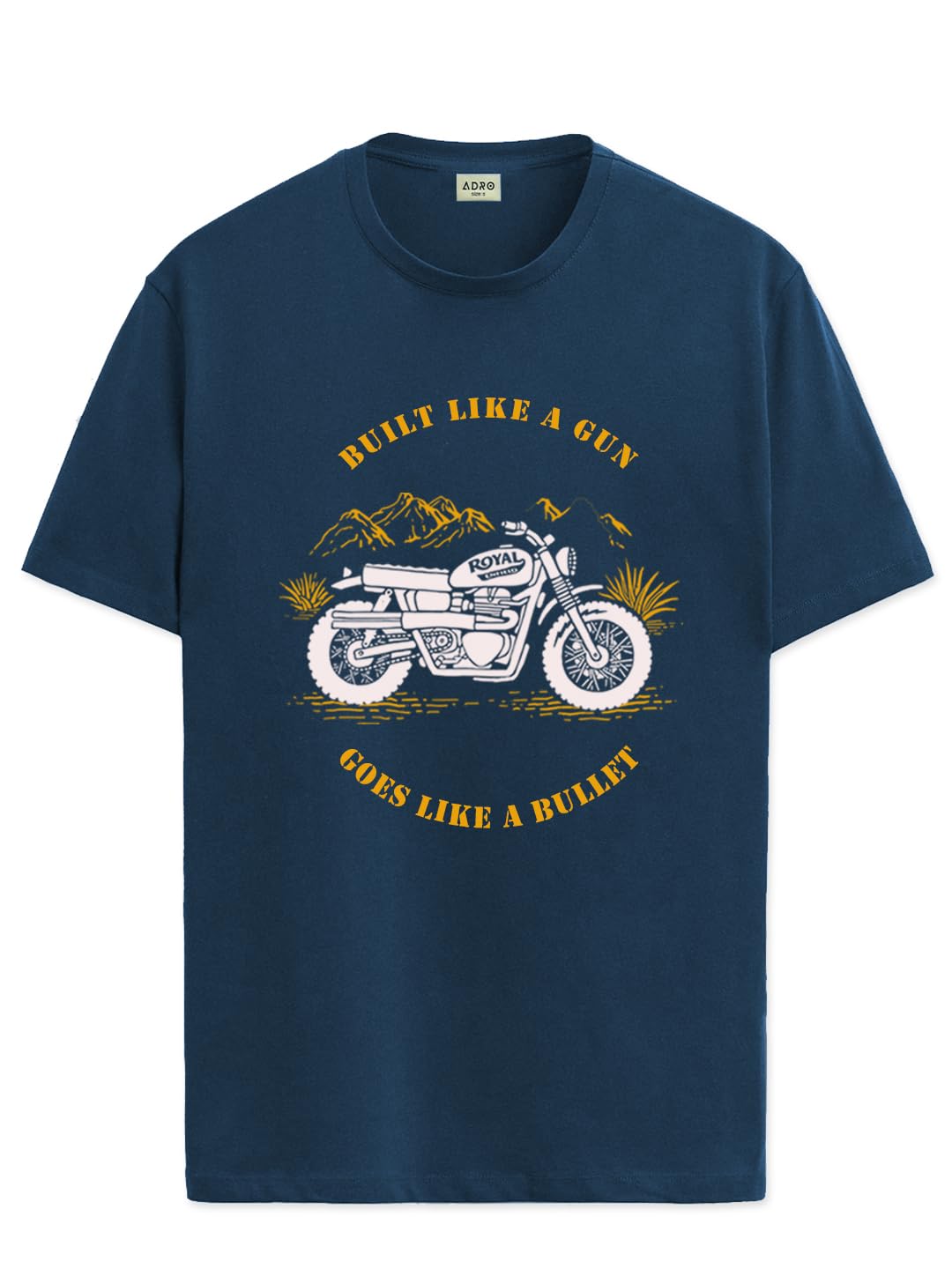 ADRO Men’s Royal Bike Design Printed 100% Cotton T-Shirt – Regular Fit, Printed T-Shirts for Men