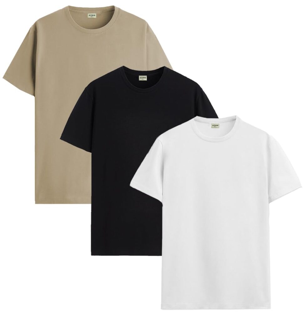 ADRO T Shirts Pack of 3 Mens Tshirts Cotton T Shirts for Men Pack of 3 T Shirts Regular fit Tshirts Combo T Shirts Solid Tshirt for Men