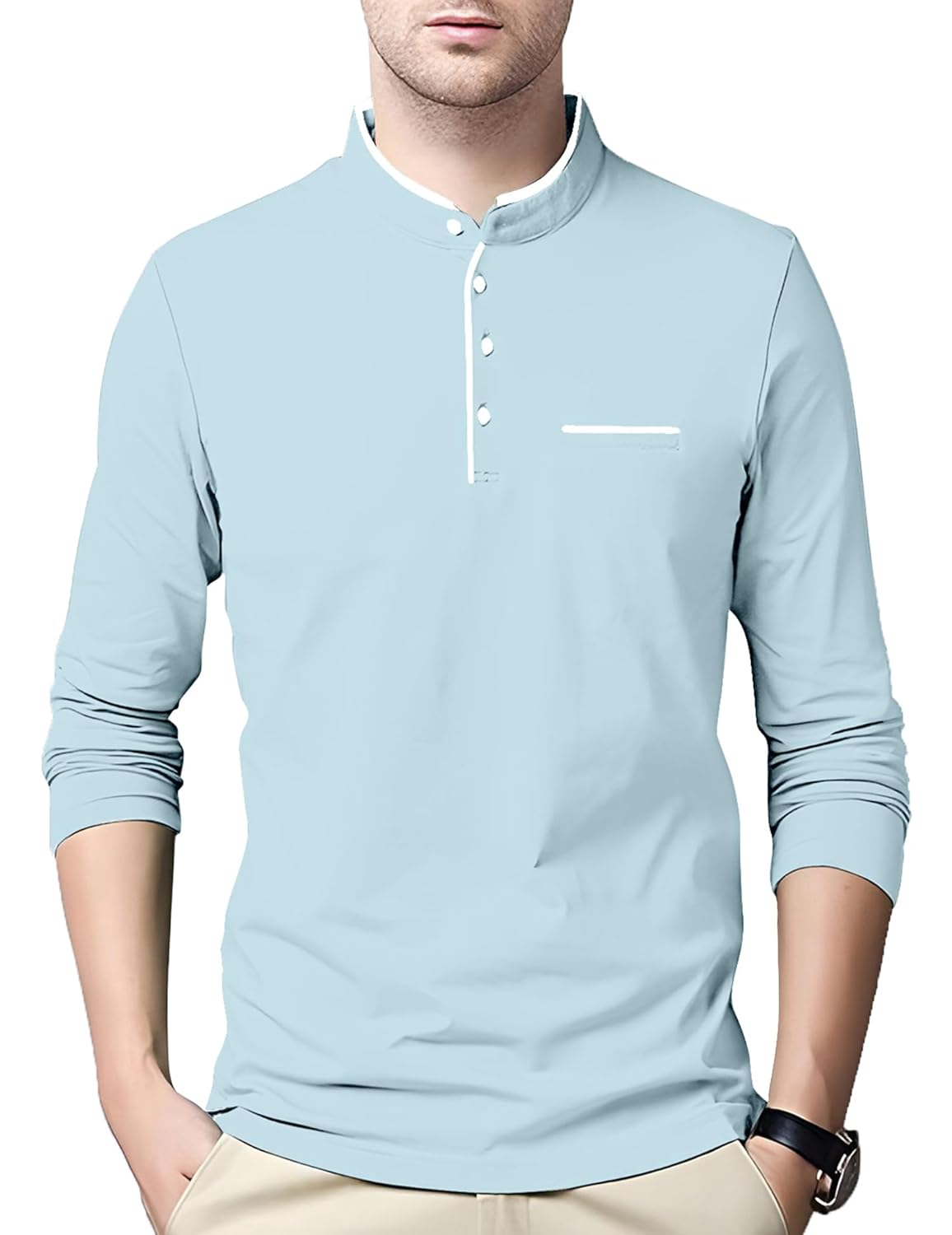 AUSK Men’s Cotton Henley Neck Full Sleeve Solid Regular Fit T-Shirt