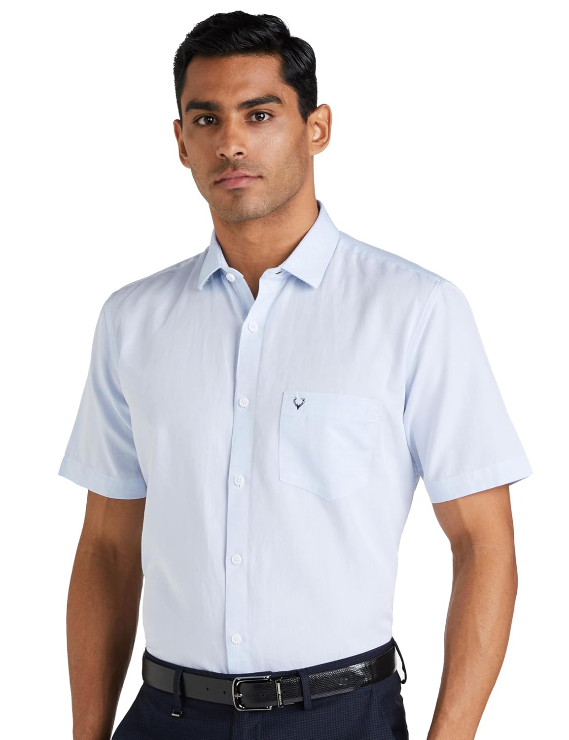 Allen Solly Men’s Regular Fit Solid Half Sleeve Linen Casual Shirt