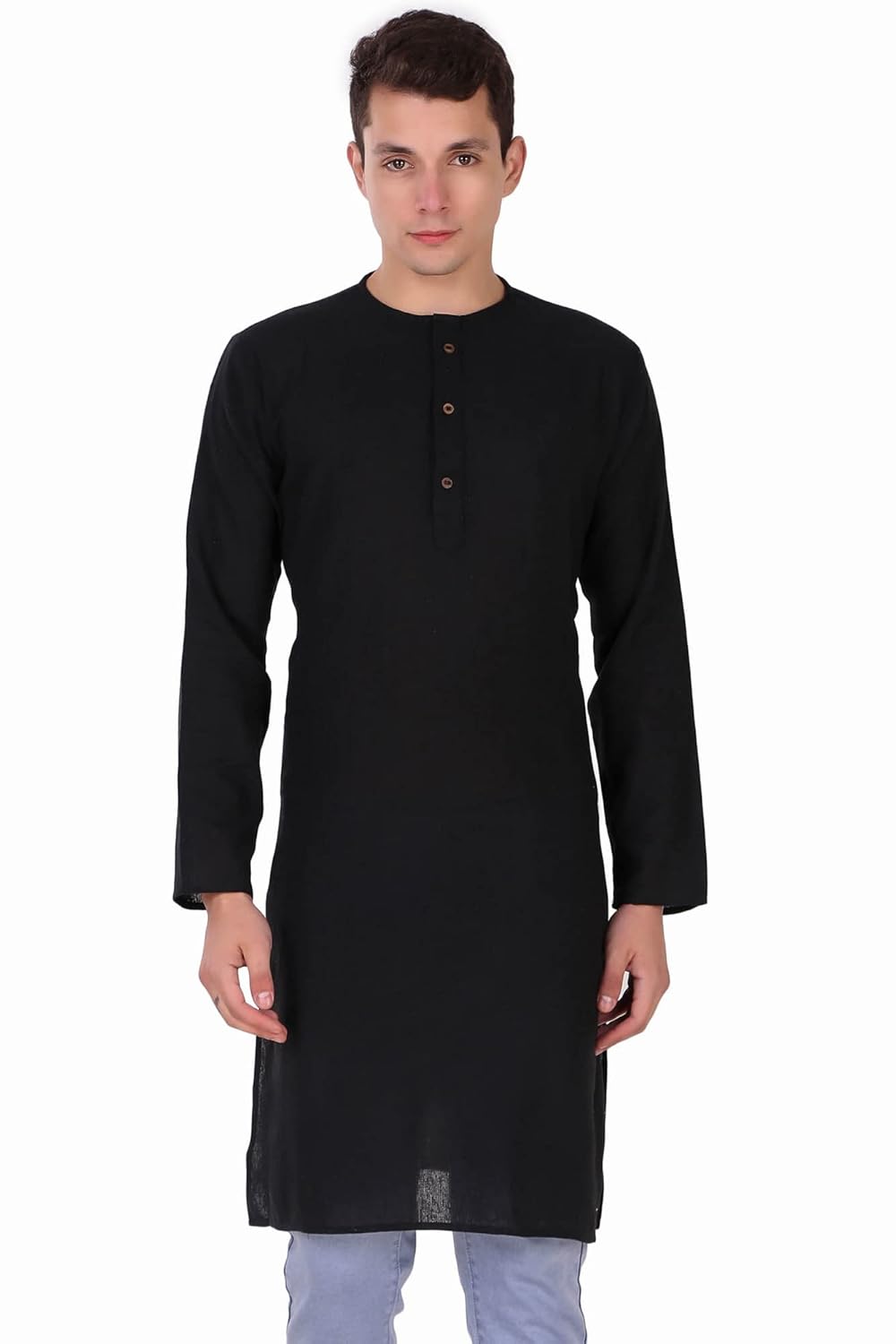 Amazon Brand – Anarva Men’s Handloom Cotton Solid Round Neck Kurta Long Sleeves Knee Length Casual Shirt Amazon Brand – Anarva Men’s Handloom Cotton Solid Round Neck Kurta Long Sleeves Knee Length Casual Shirt