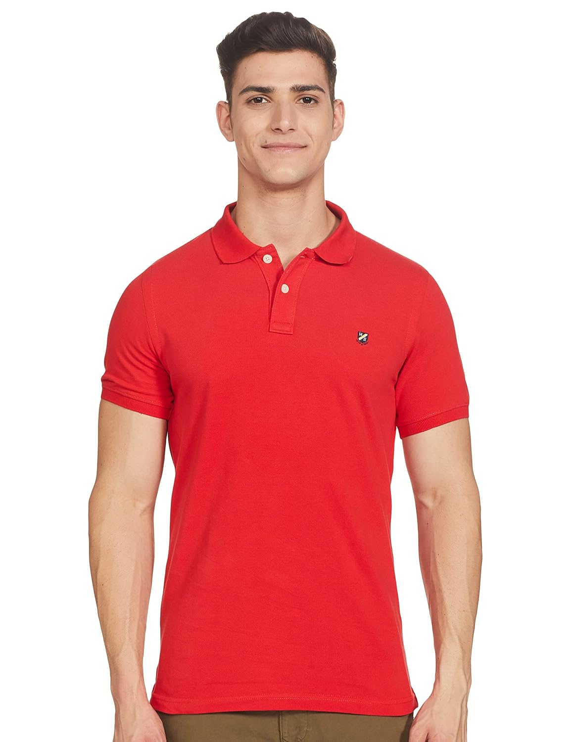 Amazon- Brand House & Shield Men’s Regular Polo Shirt (HSE-01-PO2-S21-A_JetBlack&EstateRed L)