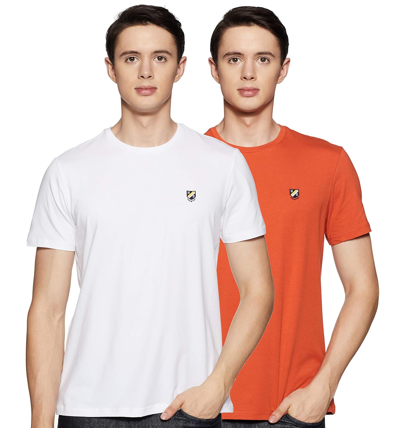 Amazon Brand – House & Shields Men’s Regular Round Neck T-Shirt (Pack of 2)