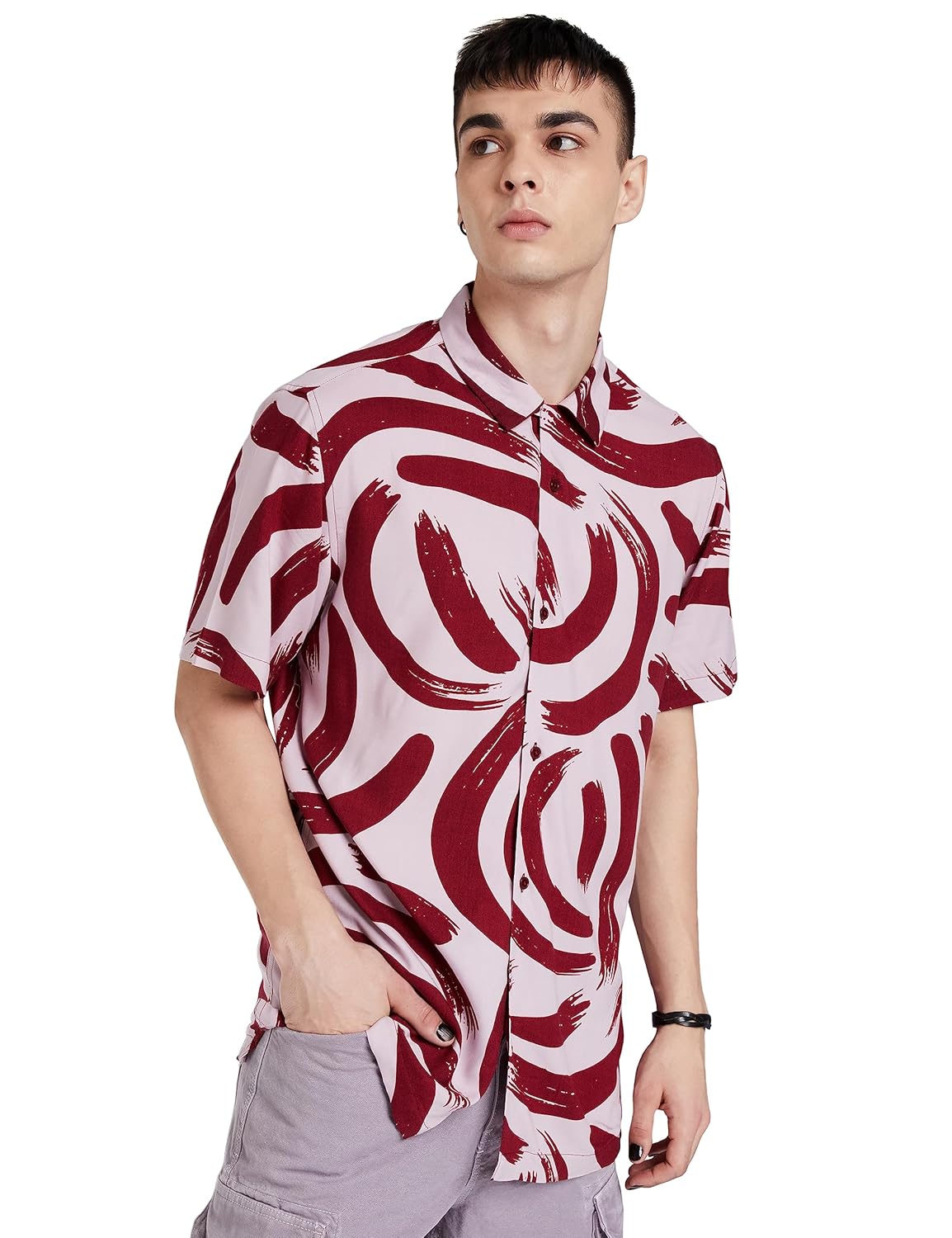 Amazon Brand – INKAST Men’s Geometric Printed Half Sleeve Viscose Shirt/Co-Ord Sets (Regular Fit)