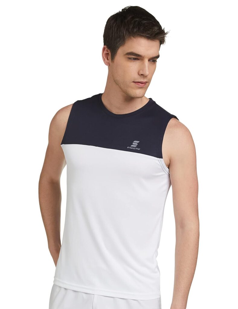 Amazon Brand – Symactive Men’s Solid Regular Fit Sleeveless Sports T-Shirt