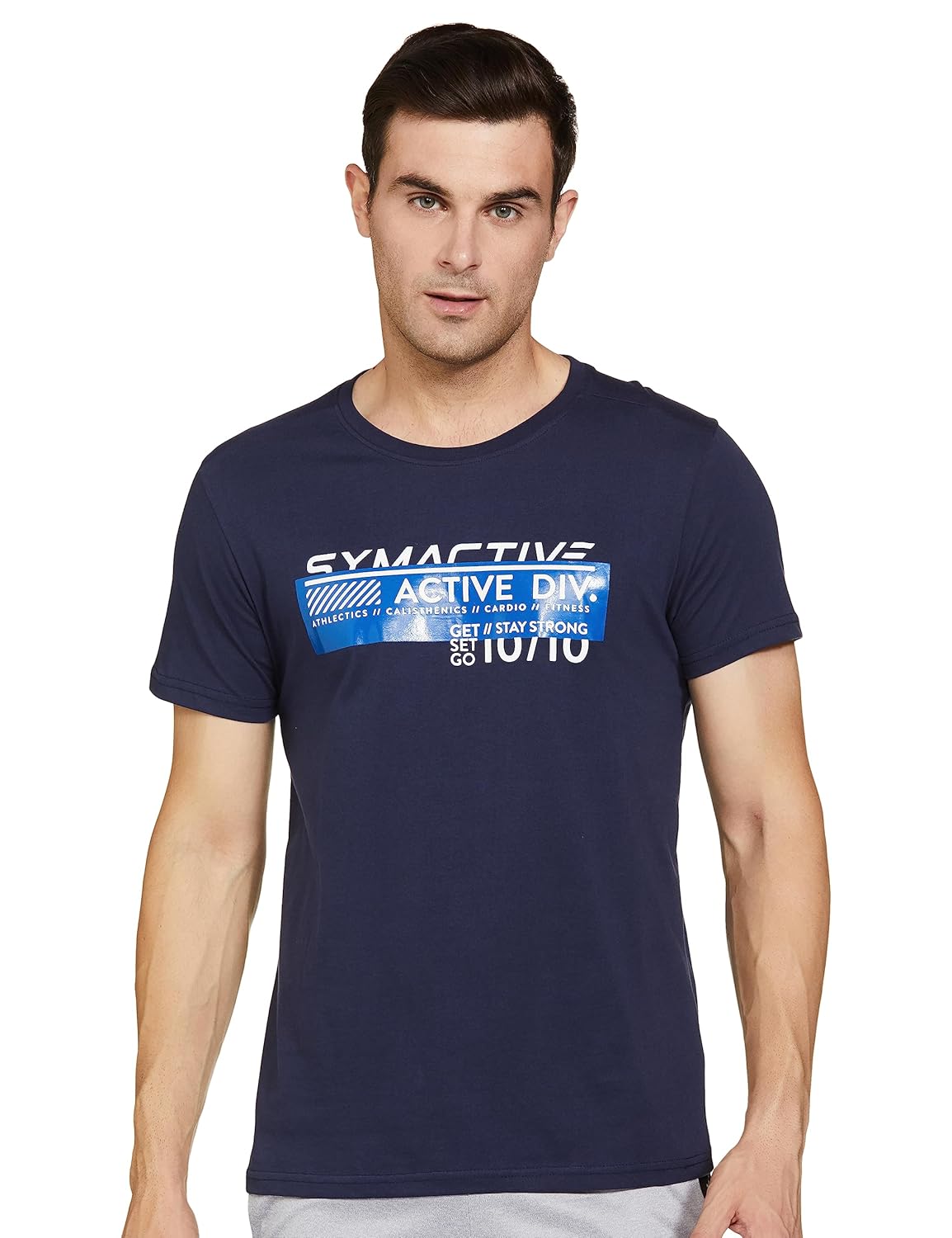 Amazon Brand – Symactive Men’s Solid Regular Fit Sports T-Shirt