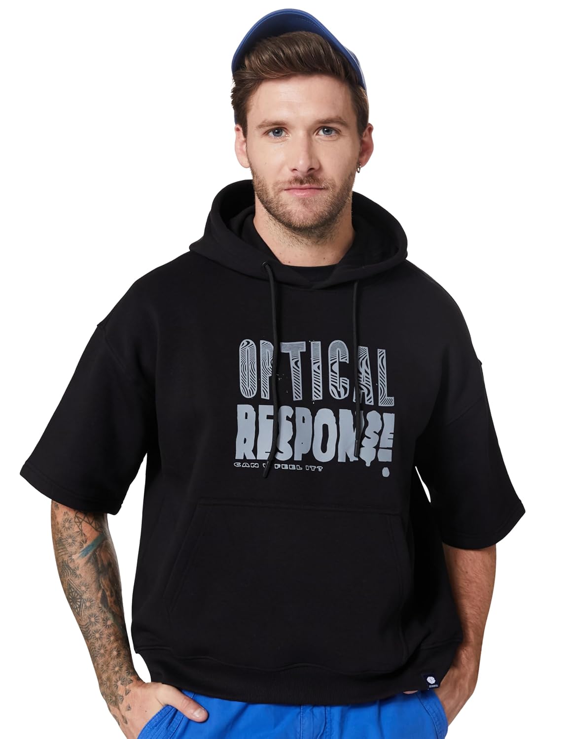 Amazon Brand – Symbol Men Cotton Rich Light Weight Hooded Sweatshirt (Oversized Fit)