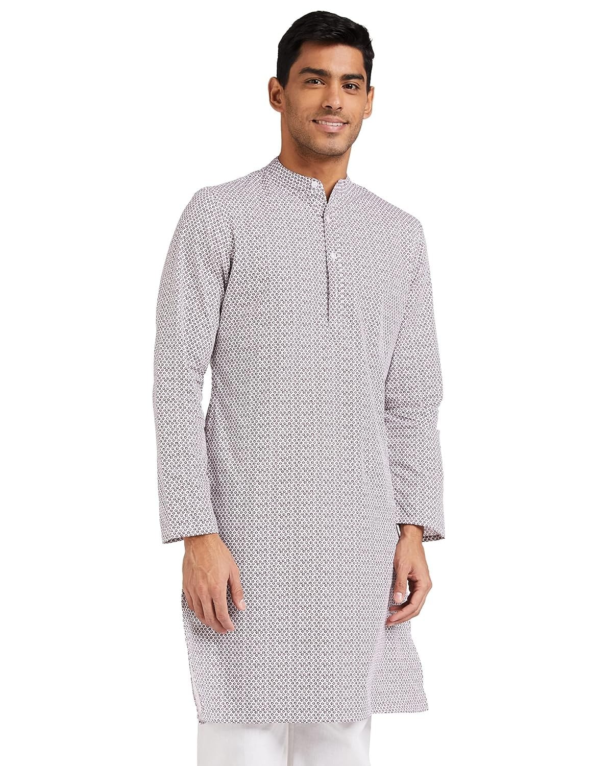 Amazon Brand – Symbol Men’s Cotton Printed Long Kurta (Regular Fit)