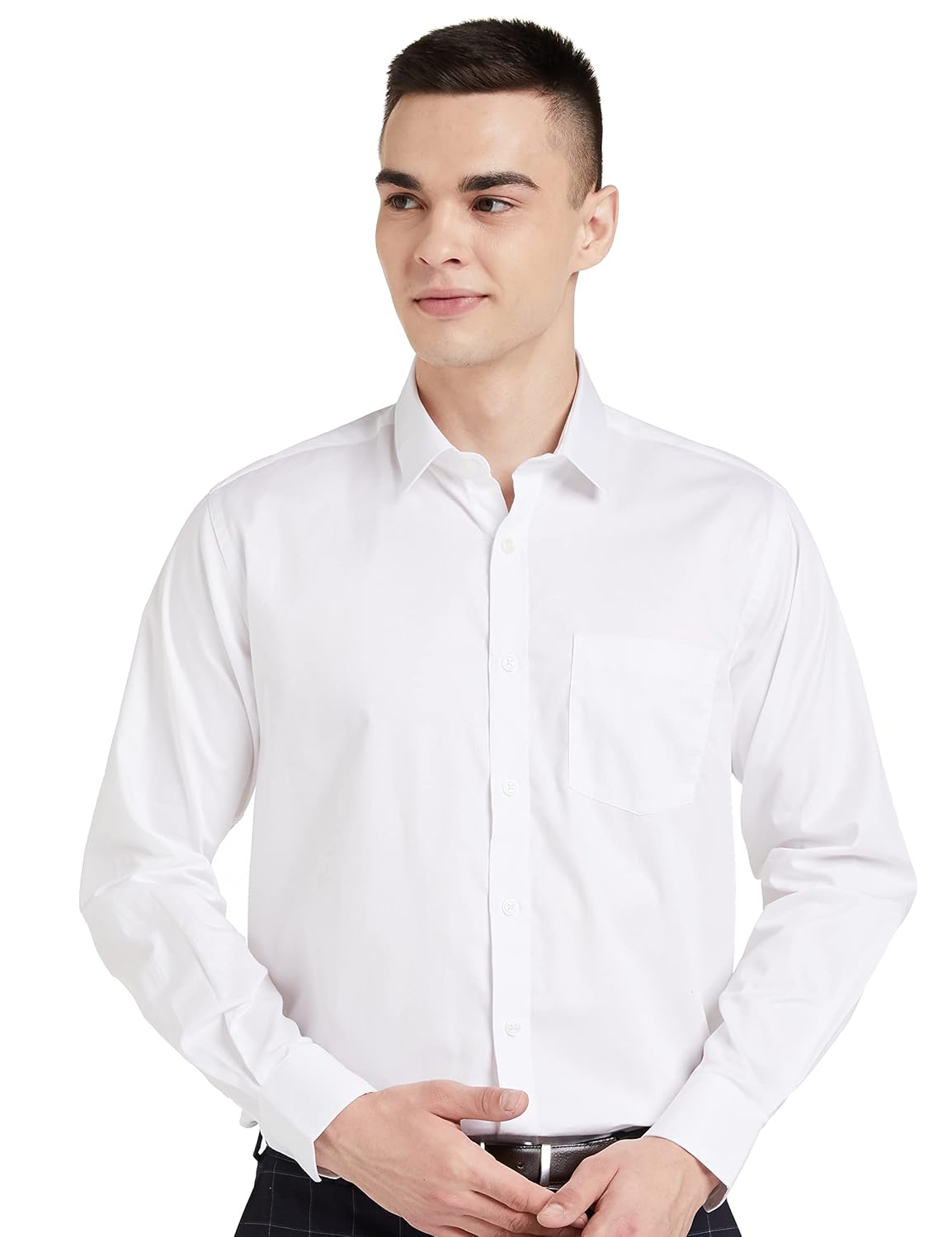 Amazon Brand – Symbol Men’s Solid Cotton Formal Shirt | Plain | Full Sleeve – Regular Fit (Available in Plus Size and Combo Packs)