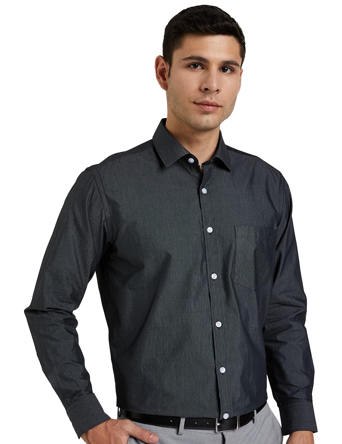 Amazon Brand – Symbol Men’s Solid Cotton Rich Formal Shirt | Plain | Full Sleeve-Regular Fit (Available in Plus Size)