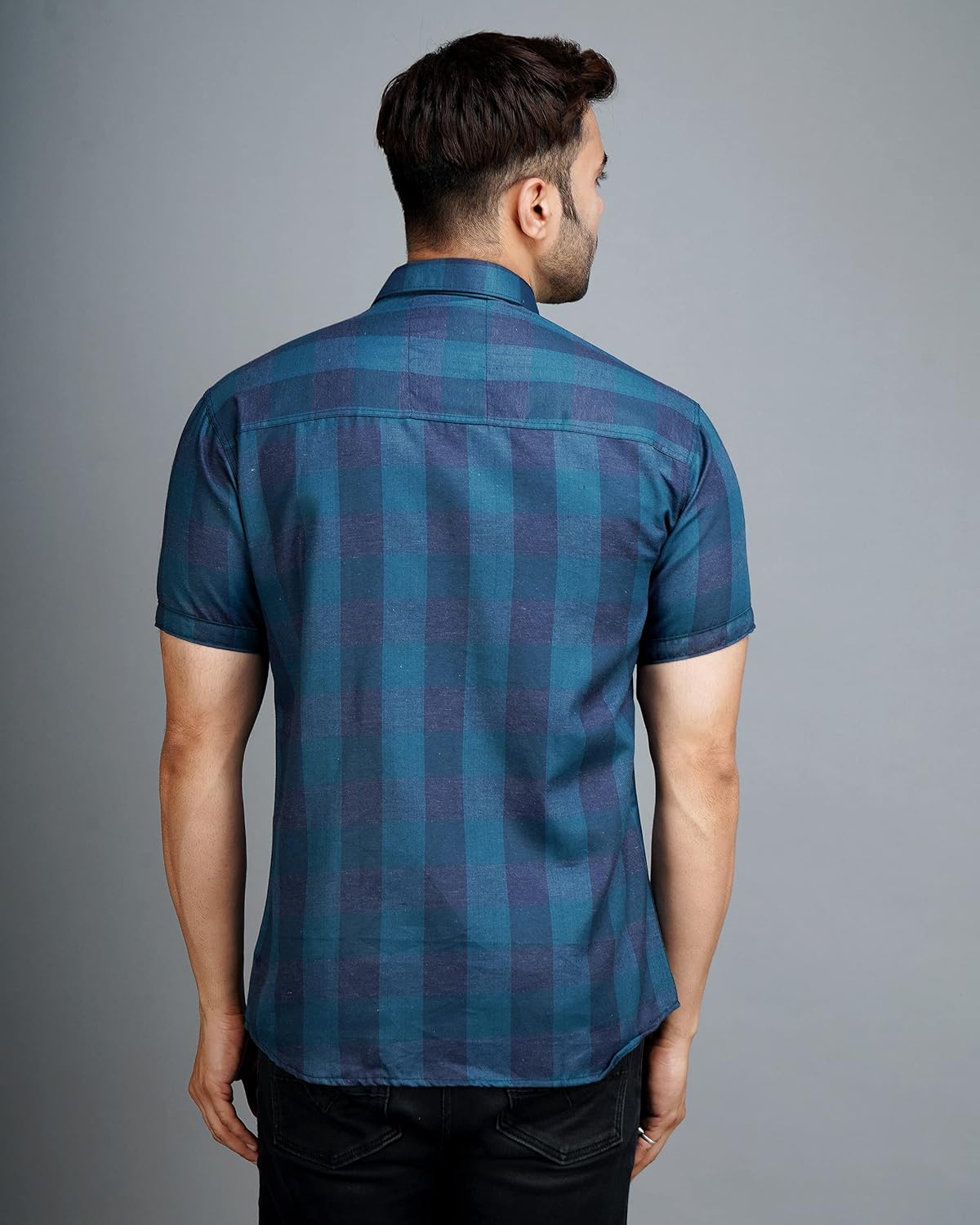 Apuesto Men Cotton Blue Half Sleeves Shirt