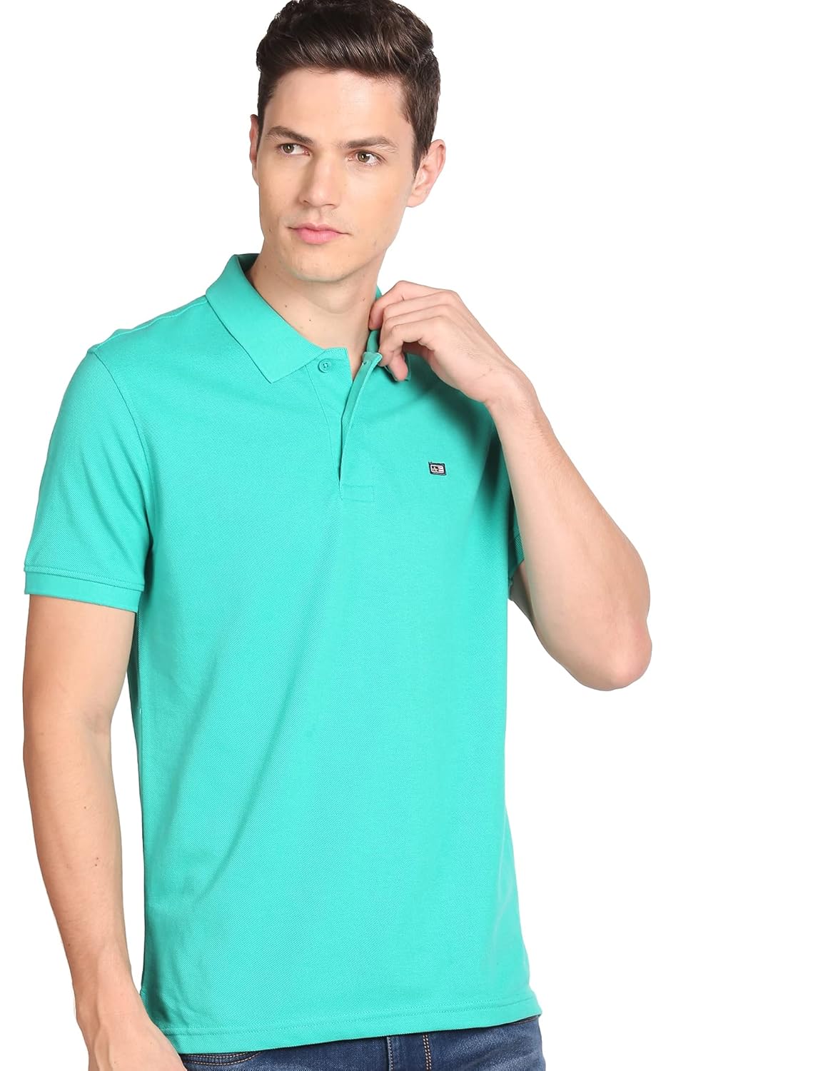 Arrow Men’s Solid Half Sleeve Regular Fit Anti-Curling Cotton Polo T-Shirt