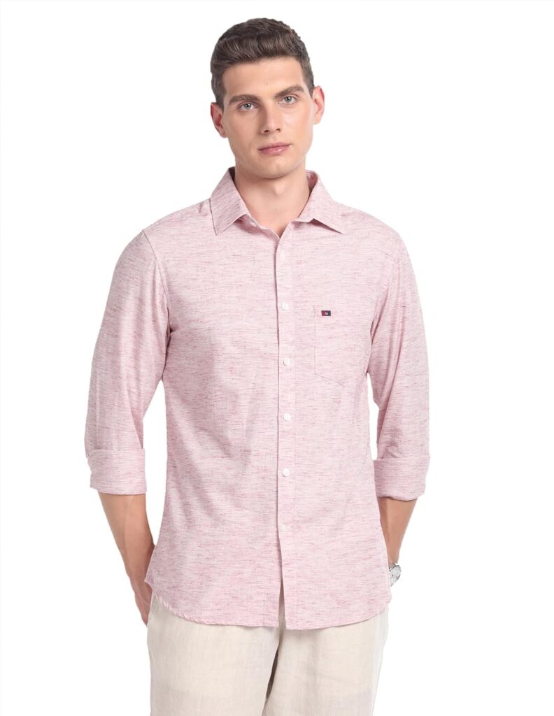 Arvind Modern Slim Fit Heathered Summer Shirt Arvind Modern Slim Fit Heathered Summer Shirt
