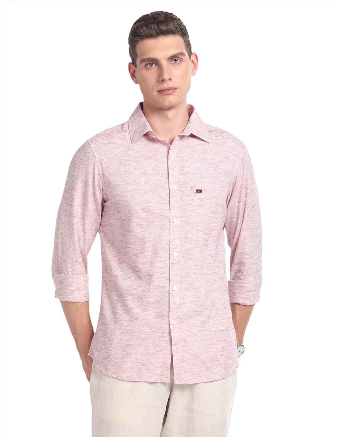 Arvind Modern Slim Fit Heathered Summer Shirt