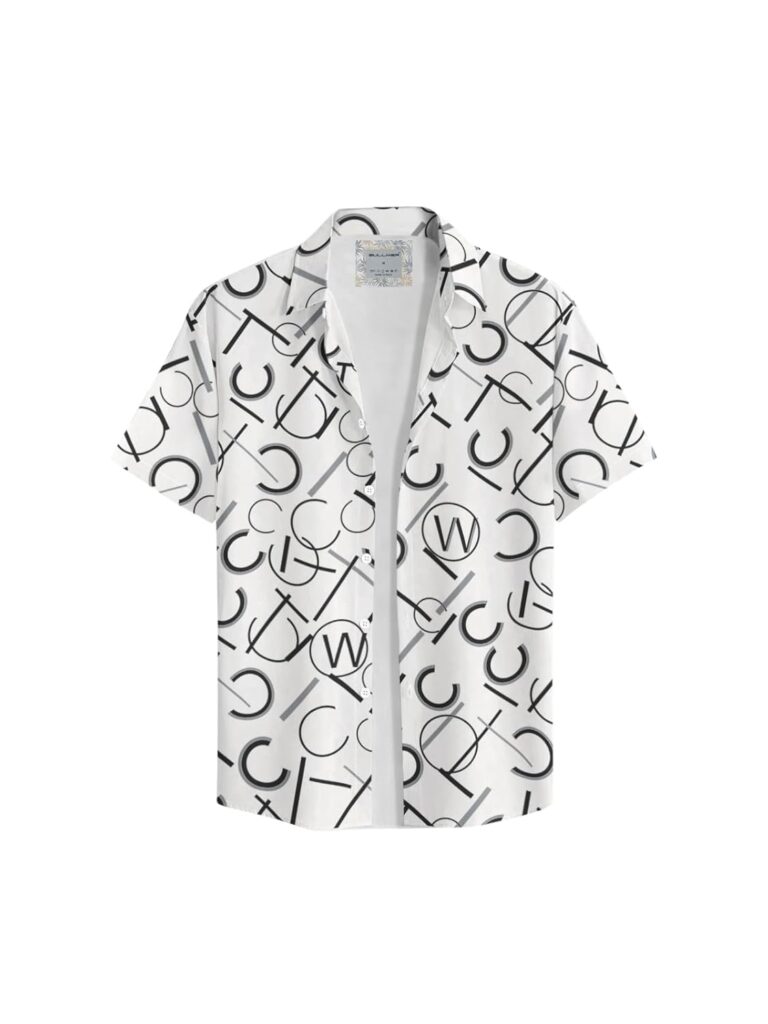 BULLMER Trendy Printed Regular Fit Half Sleeve Causal Shirt for Men