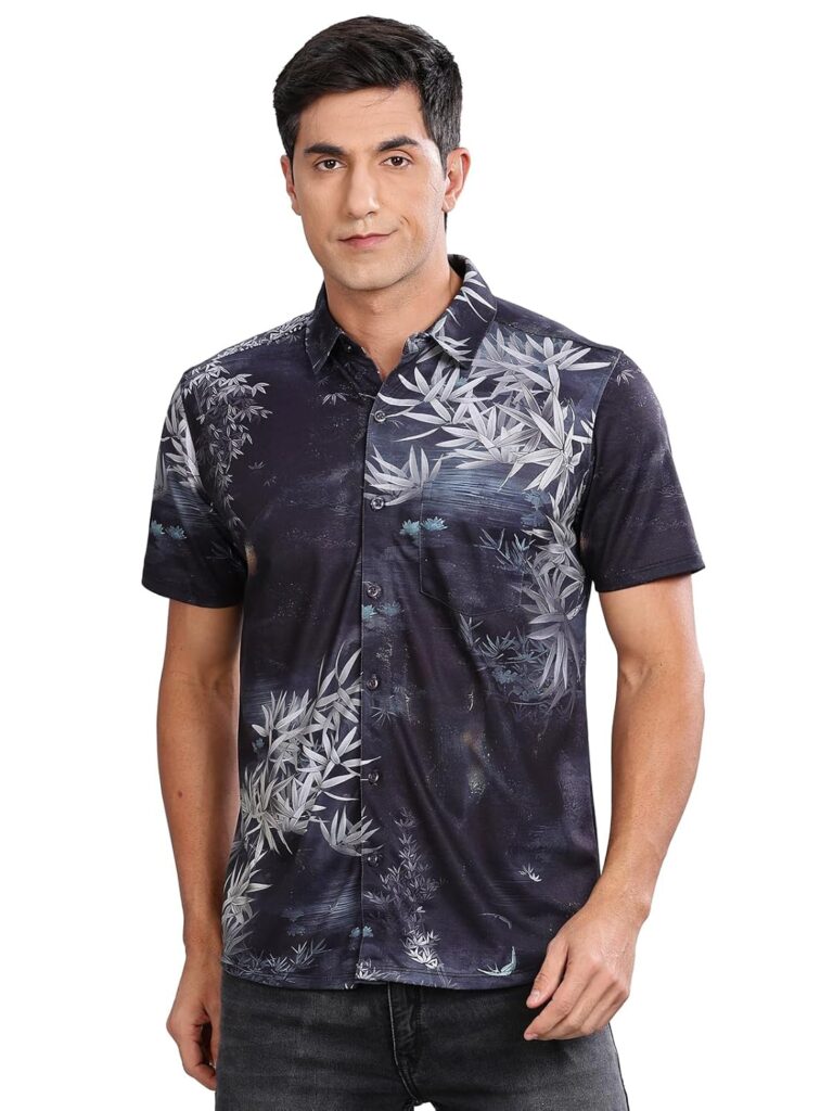 BULLMER Trendy Regular Fit Printed Half Sleeve Shirt for Men