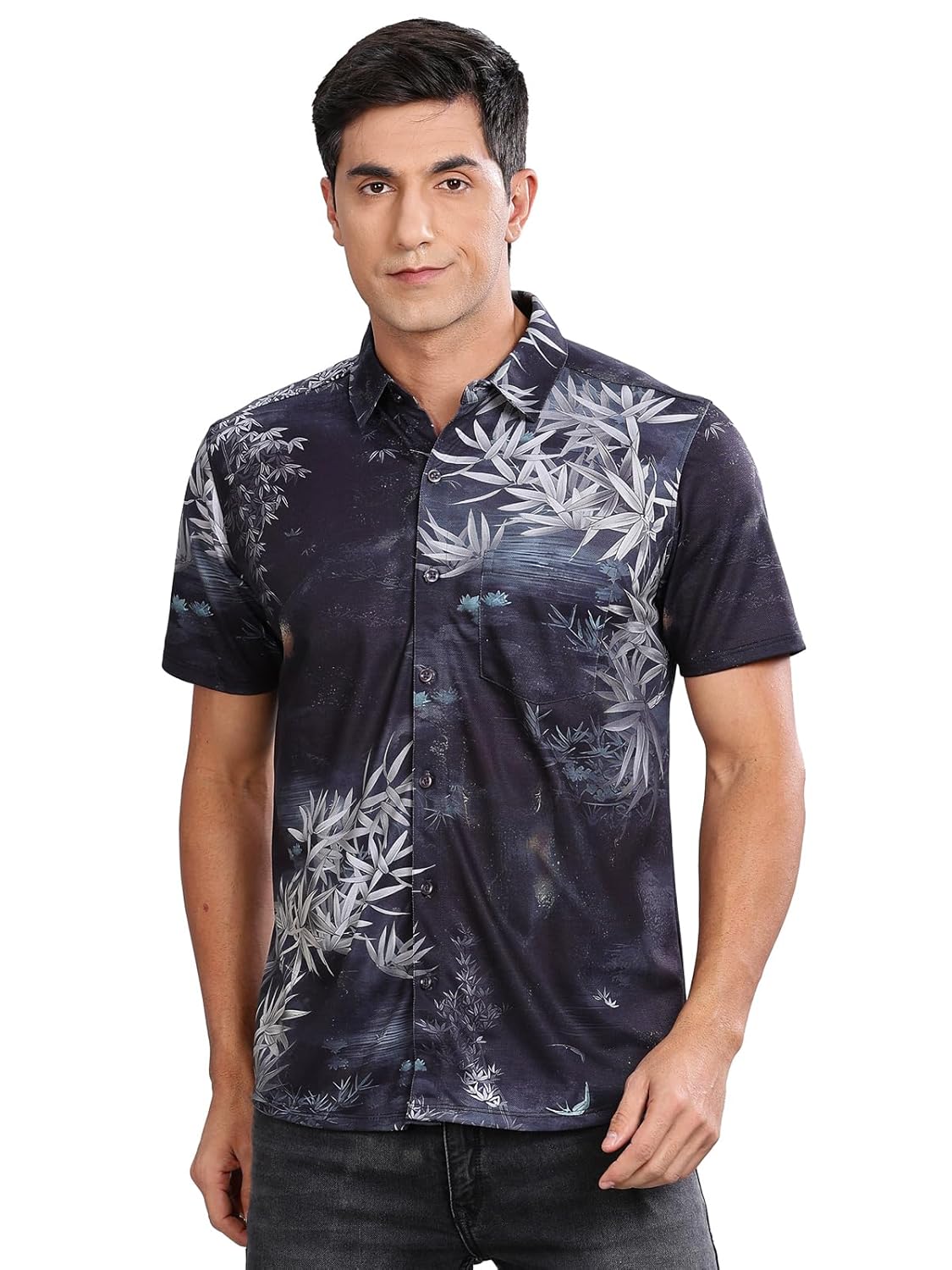 BULLMER Trendy Regular Fit Printed Half Sleeve Shirt for Men
