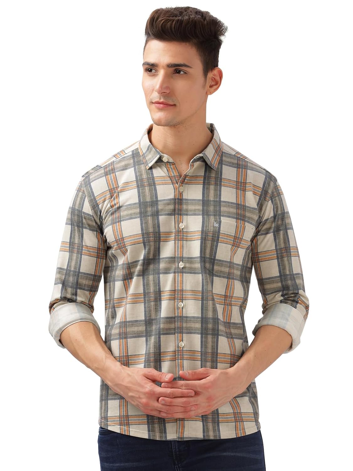 BULLMER Trendy Regular Fit Striped Causal Full Sleeve Shirt for Men.