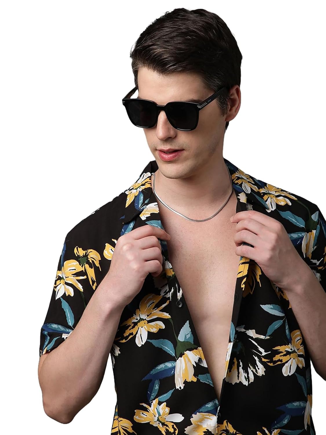 Besix Men’s Rayon Summer Shirt for Men – Floral Printed Drop Shoulder – Half Sleeve Casual Stylish Beach Outfits, Classic, Comfortable, Office Shirts for Man