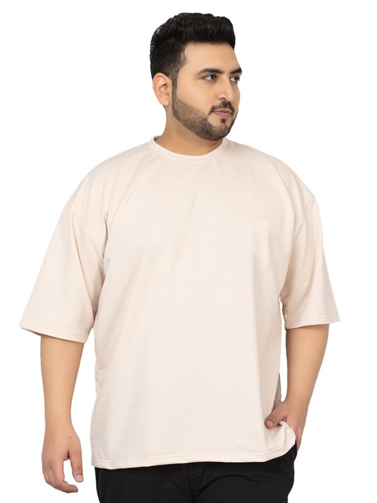 CHKOKKO Men’s Solid Plain Cotton Plus Size Half Sleeves Regular Fit T-Shirt