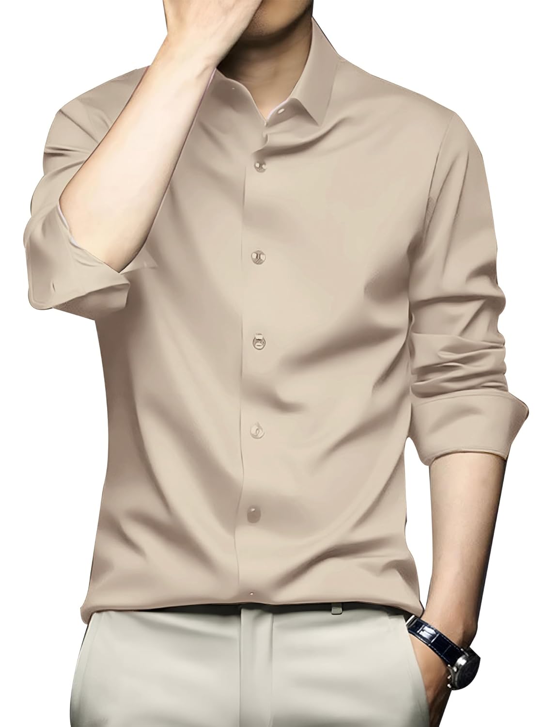 CVC Men’s Regular Fit Full Sleeve Poly Satin Silk Shirt