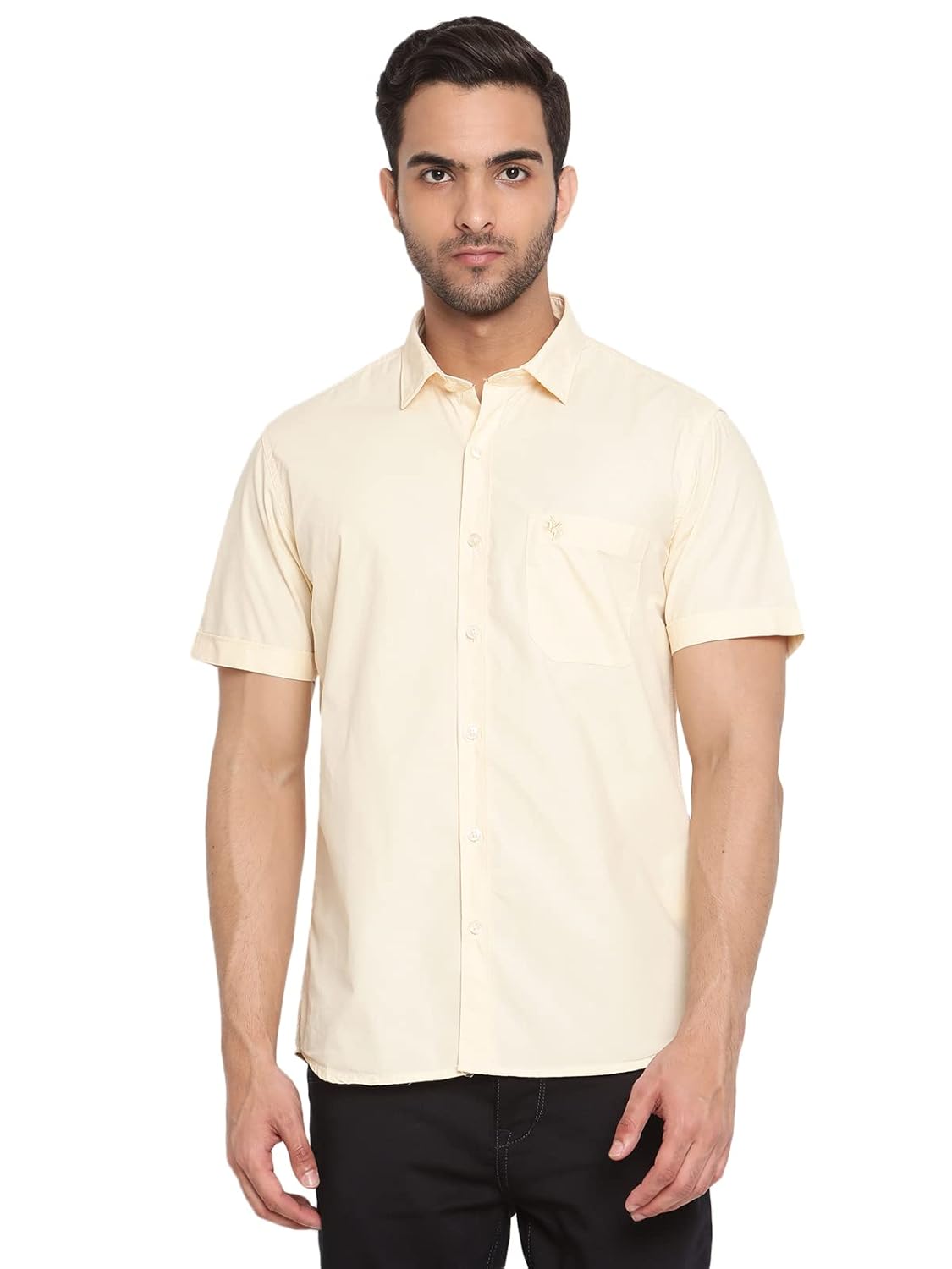 Cantabil Cotton Solid Half Sleeve Regular Fit Casual Shirt for Men with Pocket | Cotton Casual Shirt for Men | Casual Wear Shirts for Men (P-MSHC00247A)