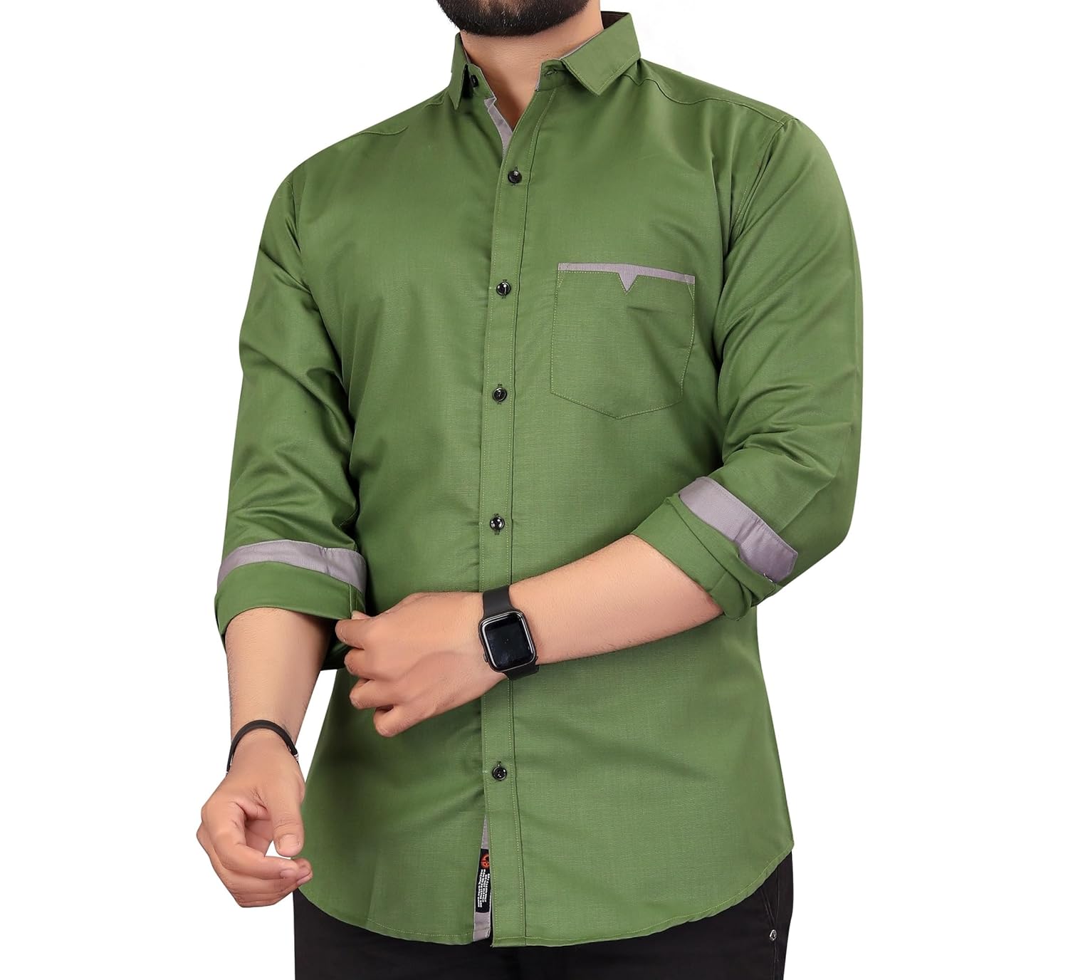 Colebrook Men’s Solid Relaxed Fit Cotton Shirt | Casual | Plain | Full Sleeve | Stylish Mens Shirt | Summer-Regular Fit Shirt Spread Collar with Pocket & Full Sleeves