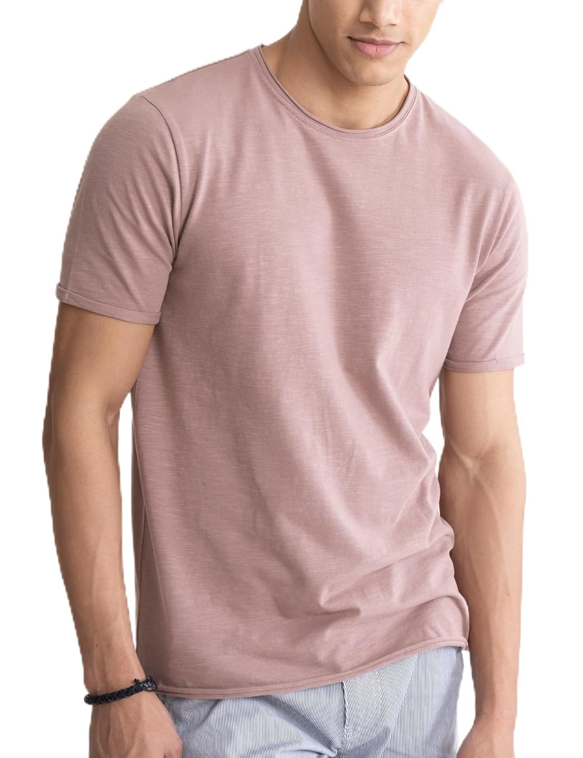 DAMENSCH Men’s Slim Fit Cotton-Elastane Blend Half Sleeve Casual T-Shirt | Round Neck T-Shirt