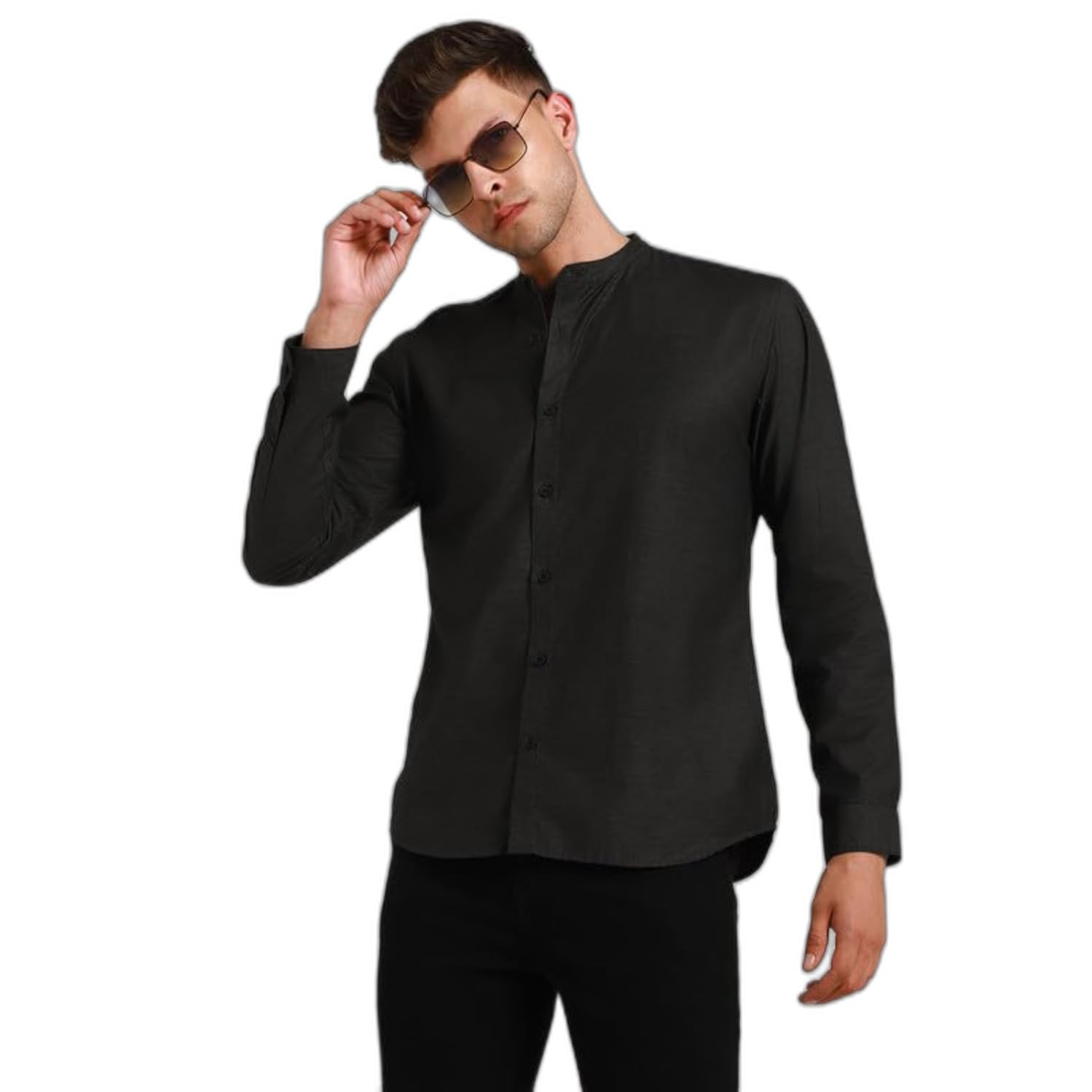 Dennis Lingo Men’s Polycotton Casual Shirt, Long Sleeve Slim Fit Spread Collar