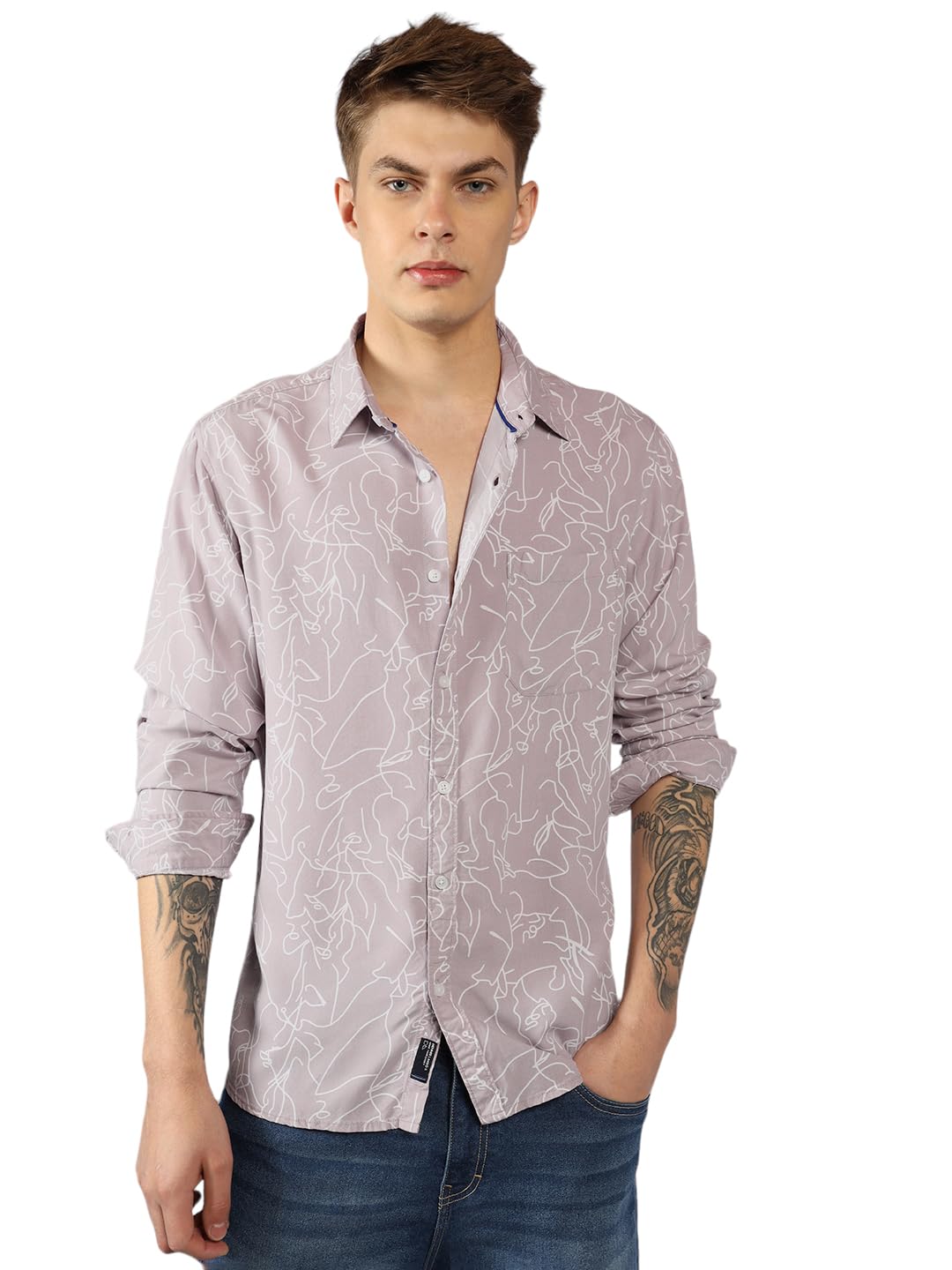 Dennis Lingo Men’s | Printed | Spread Collar | Full Sleeve | Relaxed | Casual Shirt
